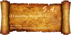 Ilovszky Acicét névjegykártya